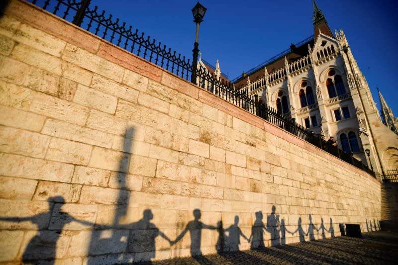 FILE PHOTO: Protest against latest anti-LGBTQ law in Budapest