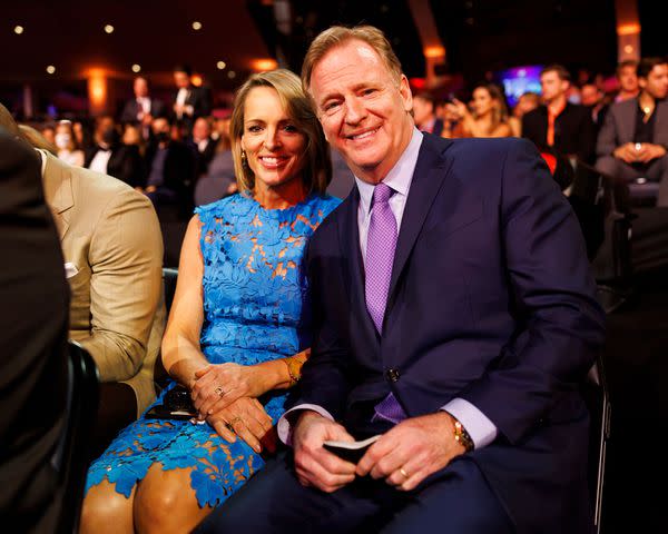 <p>Ryan Kang via AP</p> Jane Skinner and Roger Goodell at the 2022 NFL Honors in Inglewood, California.