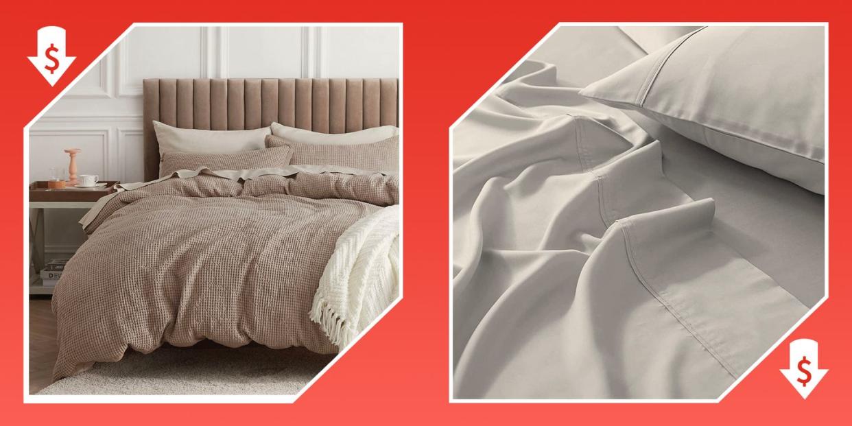 cotton waffle weave duvet cover set and a close up of purity home cotton organic and environment friendly sheet set