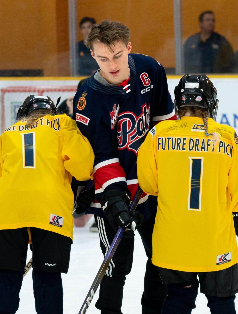 Connor Bedard splits the defense of participants at the Top Prospects Youth Hockey Clinic at  Ford Ice Center in Bellevue, Tenn., Tuesday, June 27, 2023. Bedard is the top prospect in the upcoming NHL draft.