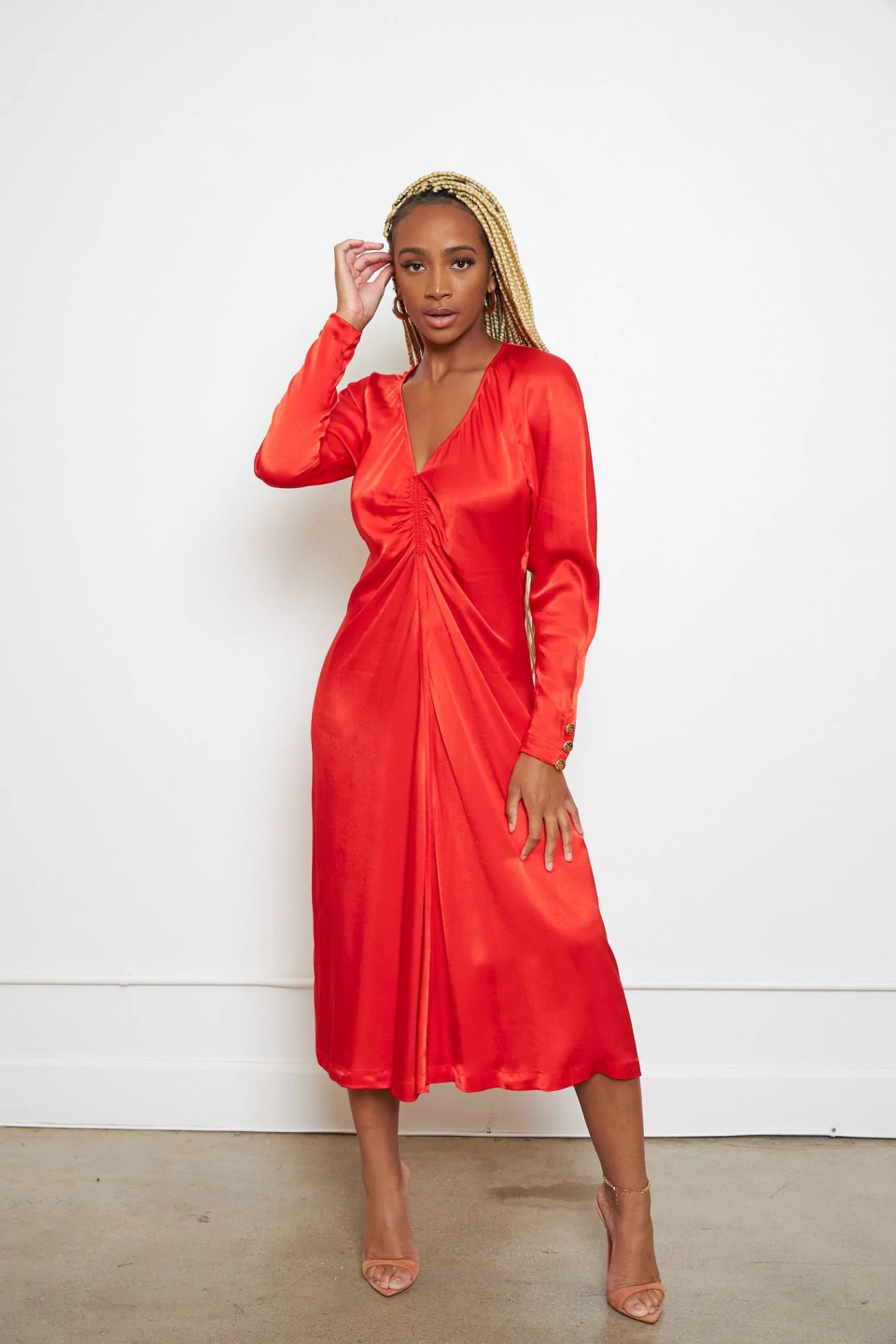 Nicole Shante Long Sleeve Midi Dress