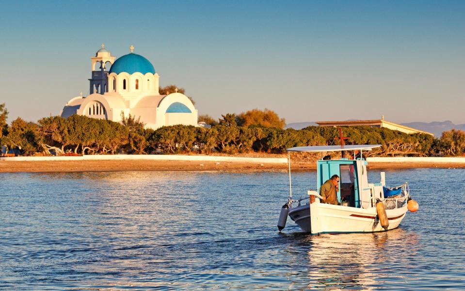 A fishing boat at the port of Skala in Agistri island, Greece - Alamy