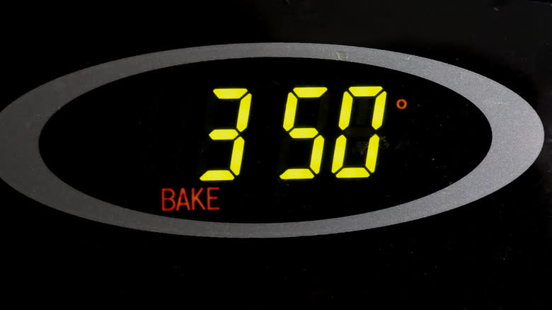 oven set to 350 F