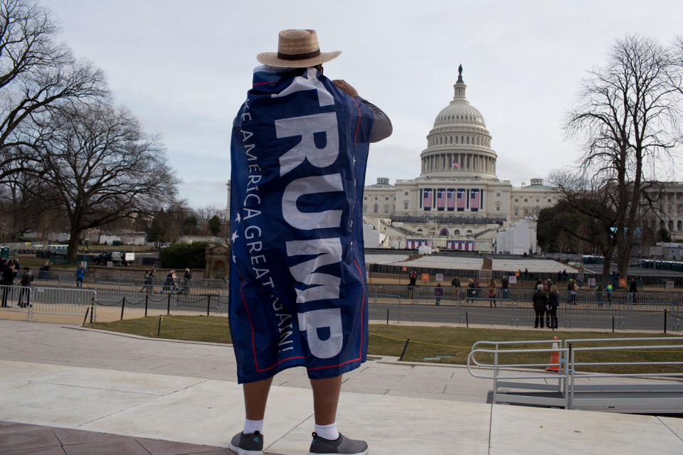 A Trump supporter in Washington ahead of the US President’s inauguration in 2016. Source: Getty Images