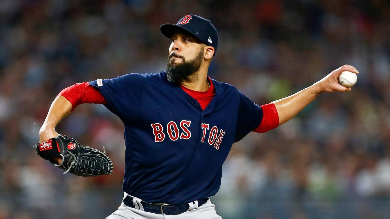 Boston Red Sox pitcher David Price delivers a pitch during the first inning of a baseball game against the New York Yankees, in New YorkRed Sox Yankees Baseball, New York, USA - 04 Aug 2019.