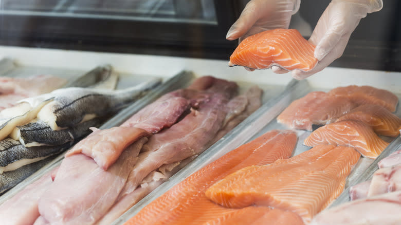 salmon in retail display