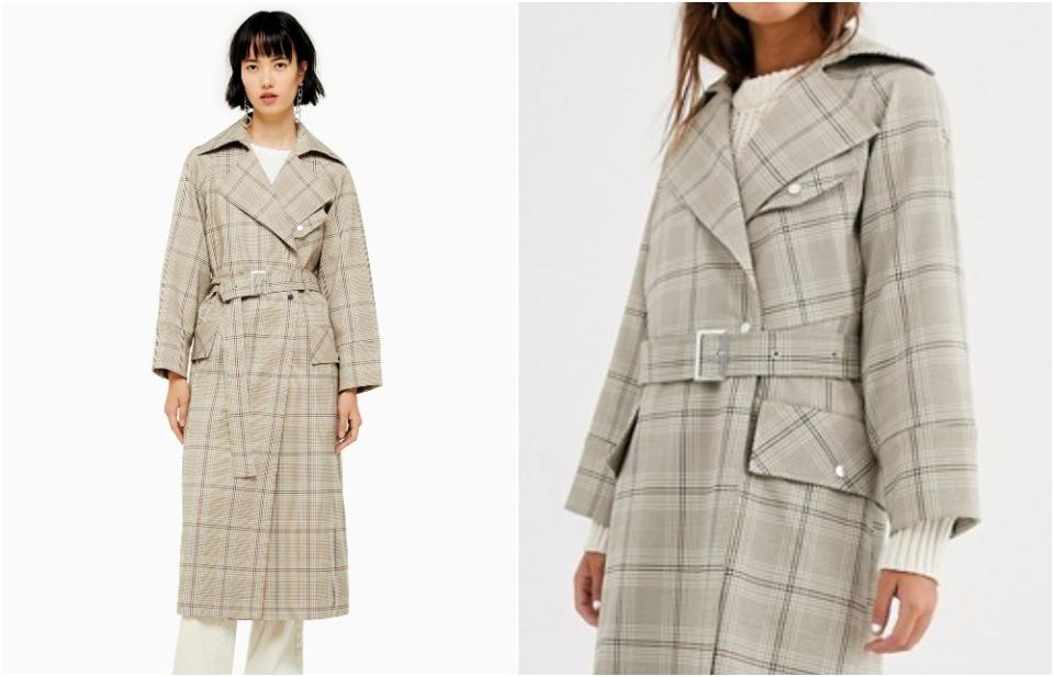 Topshop trench coat in check