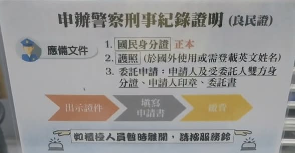 申請良民證程序。（圖／東森新聞）