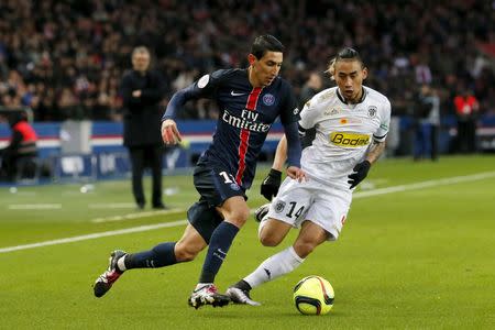 Gregory Van Der Wiel (psg) scored a goal during the French Championship  Ligue 1 football match between Paris Saint Germain and SCO Angers on  January 23, 2016 at Parc des Princes stadium