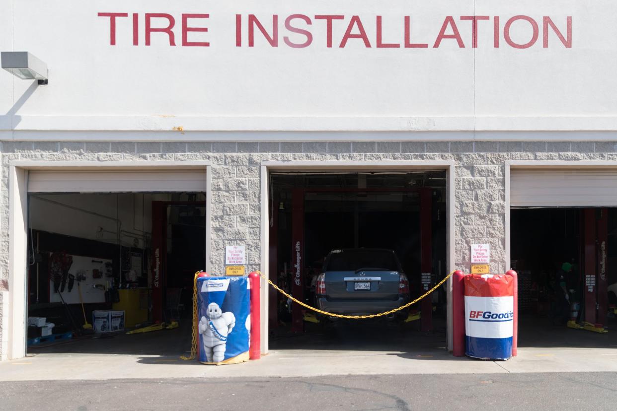 Philadelphia, Pennsylvania, April 22 2018:  Costco Tire Center provide tire change and other services for Costco members.