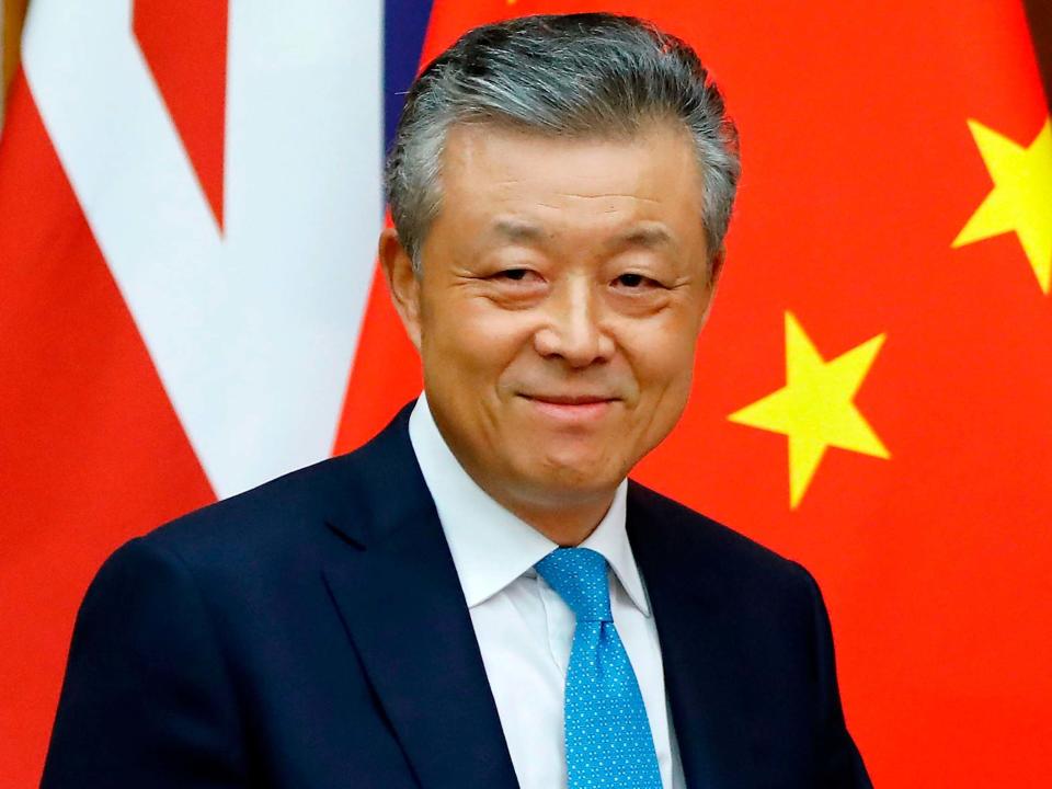 China's ambassador to Britain Liu Xiaoming arrives to speak to members of the media at the Chinese Embassy in London: AFP via Getty Images