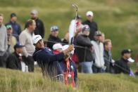 Team USA's Brooks Koepka hits on the fifth hole during a practice day at the Ryder Cup at the Whistling Straits Golf Course Thursday, Sept. 23, 2021, in Sheboygan, Wis. (AP Photo/Charlie Neibergall)
