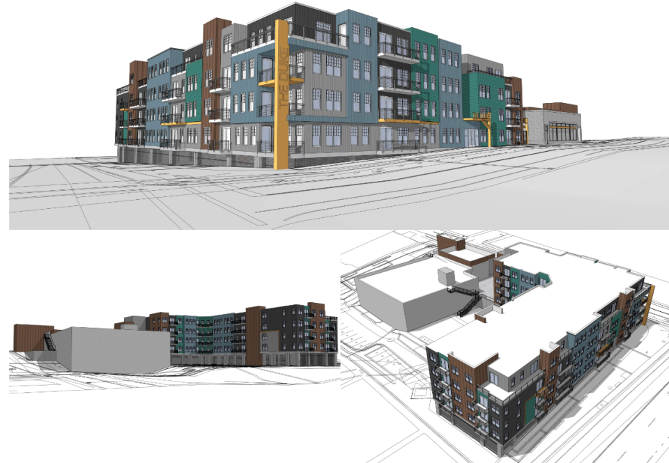 Renderings of "The Duke," a 110-unit development proposed for 226 Hilliard Ave.