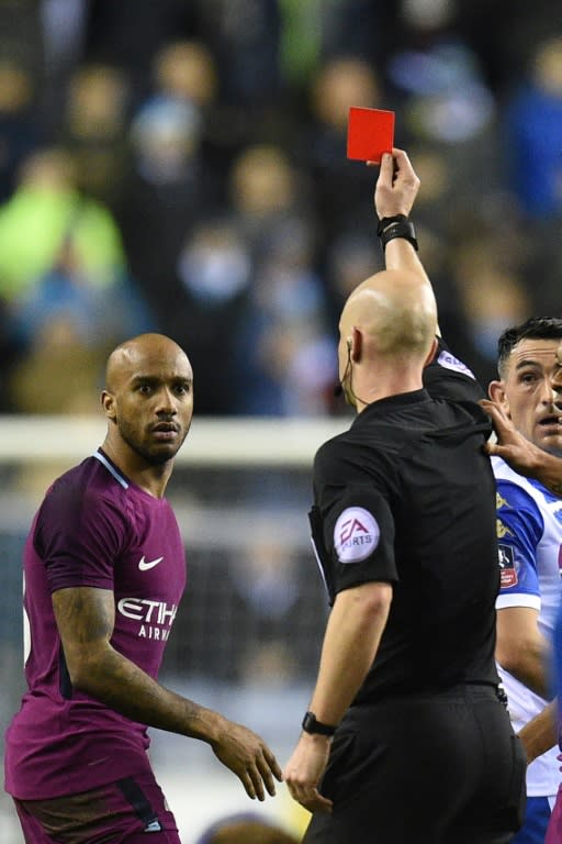 Fabian Delph's dismissal sparked ugly scenes between Wigan and Manchester City