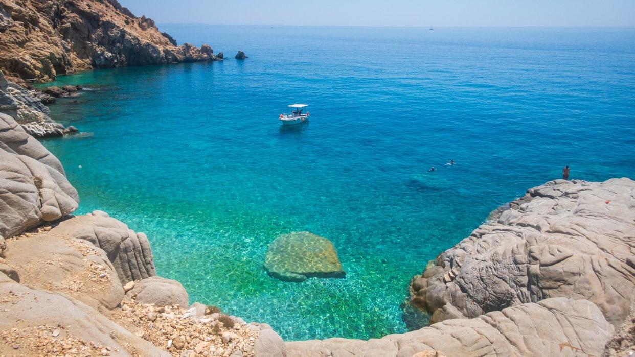 seychelles beach on ikaria island, greece