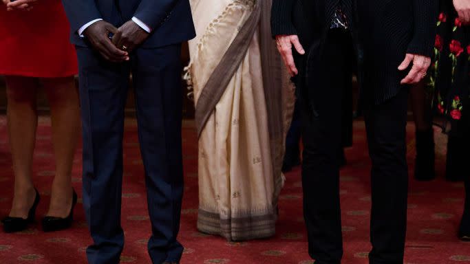eliud kipchoge and actress meryl streep attend the audience to congratulate the