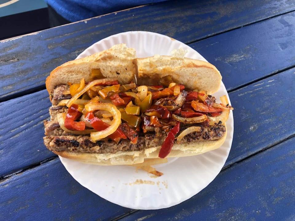 A sausage sandwich at Dentato's Clam Bar in Seaside Heights.