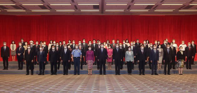 Chinese President Xi Jinping meets with senior figures of the Hong Kong Special Administrative Region's executive, legislative and judicial bodies in Hong Kong, on June 30, 2022. (Photo: Ju Peng/Xinhua via Getty Images)