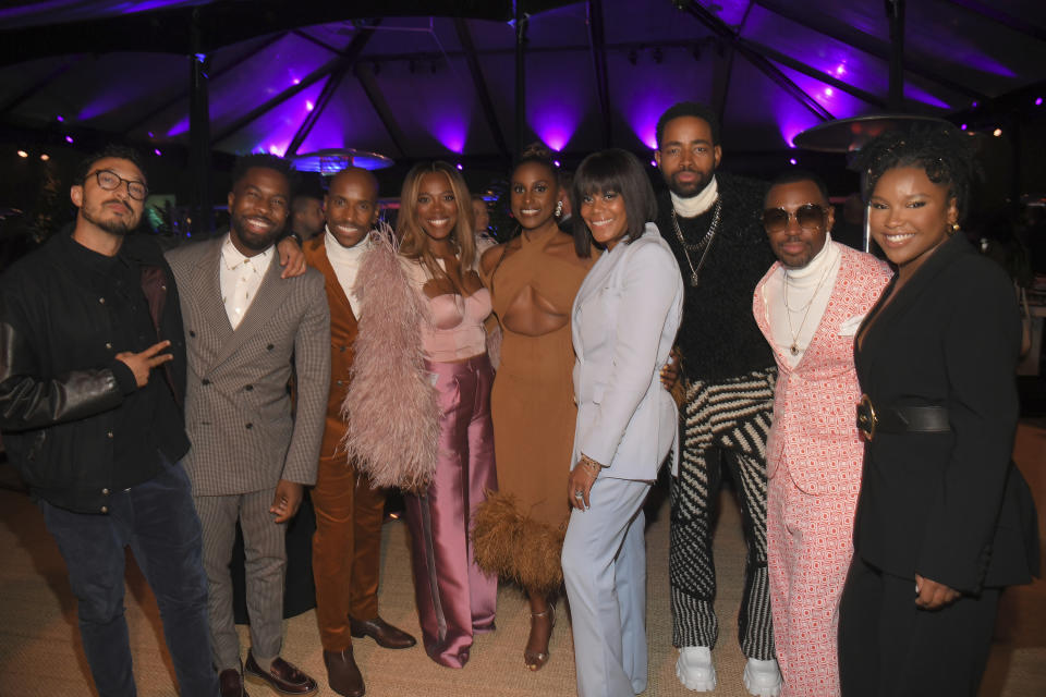 Wade Allain-Marcus, Jean Elie, Leonard Robinson, Yvonne Orji, Issa Rae, Christina Elmore, Jay Ellis, Prentice Penny, and Courtney Taylor at the “Insecure” Season 5 Premiere After-Party.