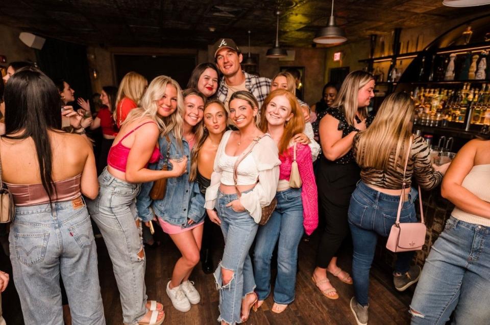 'Bachelorette' reality TV alum Tyler Cameron makes an appearance on Tuesday, Feb. 14, 2023 at Bodega Taqueria y Tequila in West Palm Beach. The restaurant hosted a live taping of Cameron's 'Everbody But Me' radio program.