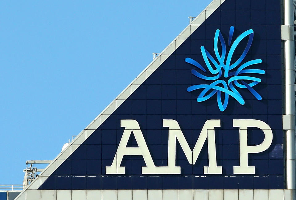 MELBOURNE, AUSTRALIA - AUGUST 20:  The AMP logo is seen on the AMP building on August 20, 2015 in Melbourne, Australia. AMP has posted a 33 per cent increase in its first-half profit, while the wealth management company's underlying profit is up 12 percent to 570 million.  (Photo by Scott Barbour/Getty Images)