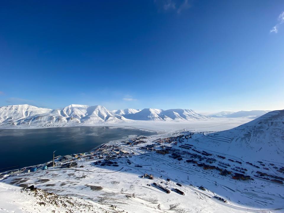 View of Longyearbyen from mountaintop