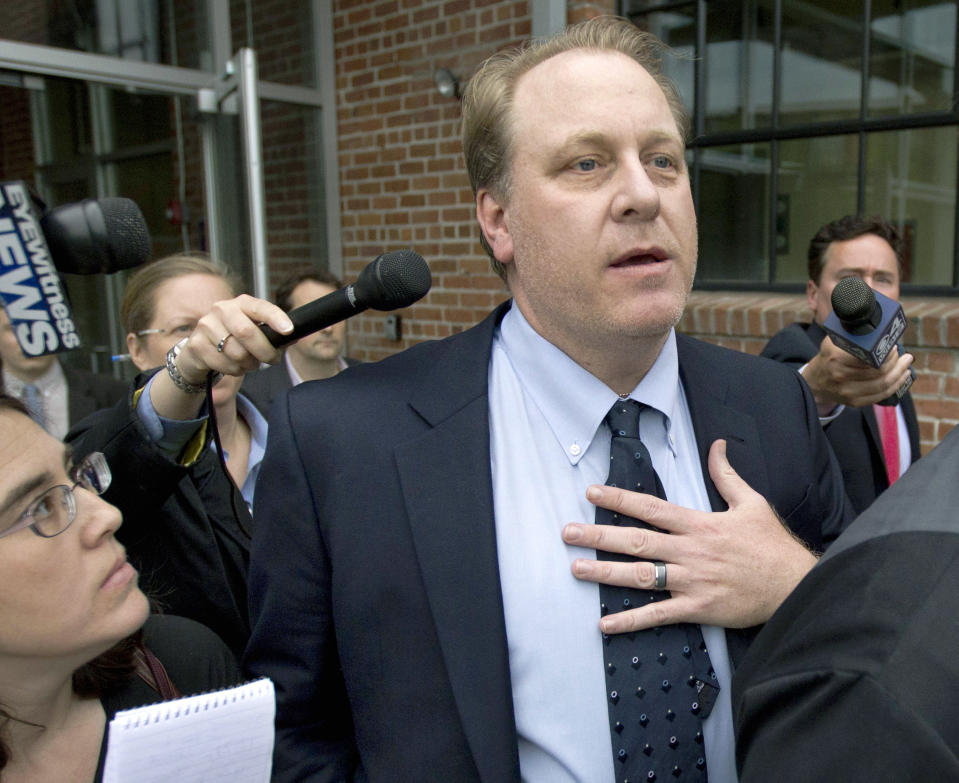 Curt Schilling is under fire for a podcast featuring a controversial congressional candidate. (AP Photo)