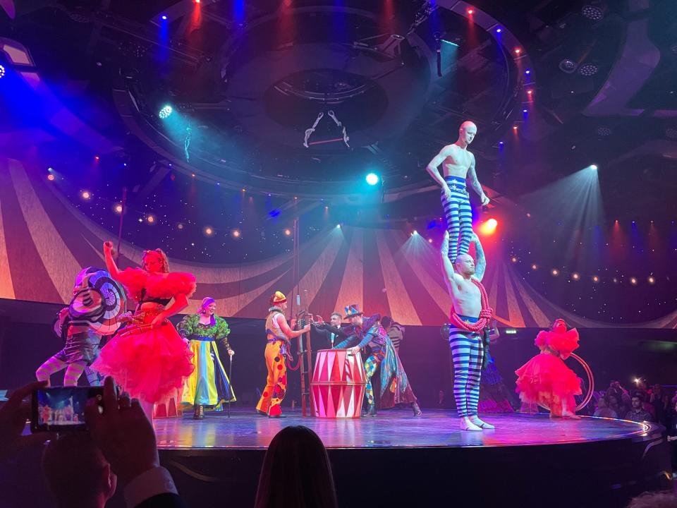 Performers on stage in the MSC Meraviglia