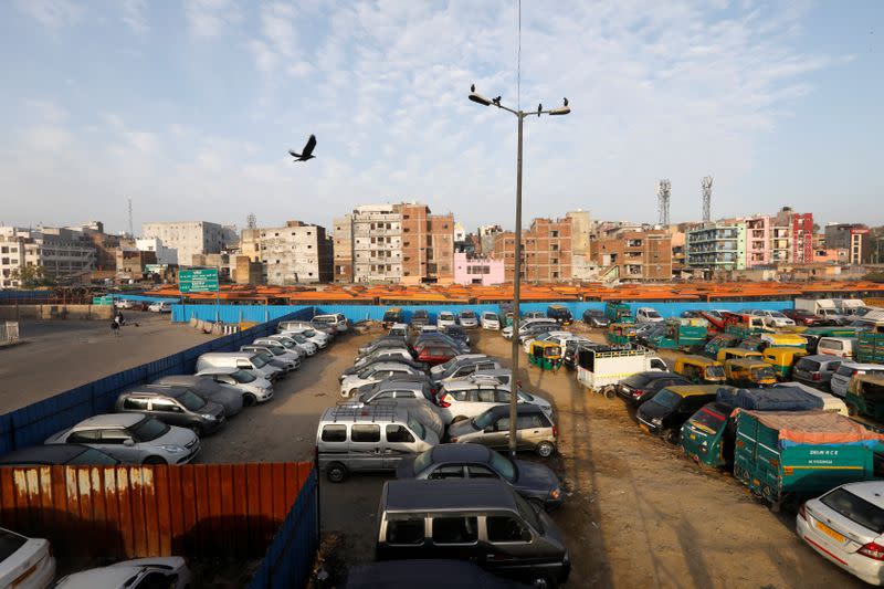 A view shows cars parked during lockdown by the authorities to limit the spreading of coronavirus disease (COVID-19), in New Delhi