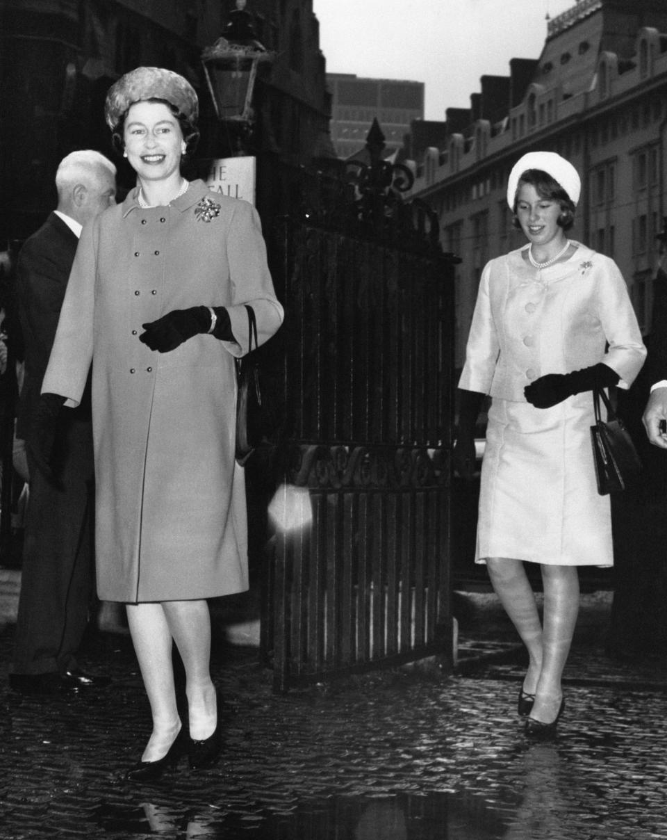 Queen Elizabeth II and Princess Anne arrive at the wedding of the Marquess of Hamilton and Sacha Phillips at Westminster