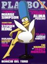 <p>To celebrate the 20th anniversary of “The Simpsons,” Hugh Hefner went where no other men’s magazine had gone before. He ditched the usual scantily clad models for animated matriarch Marge Simpson, who posed “naked” on a Playboy chair. (Photo: Playboy) </p>