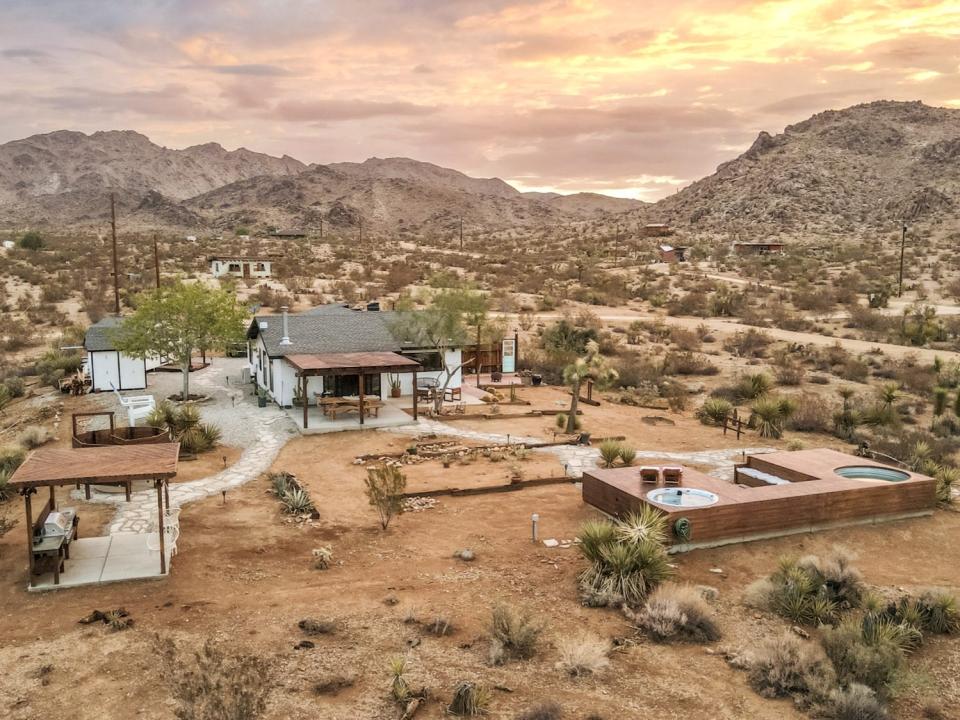 Aerial shot of luxury villa Airbnb in California