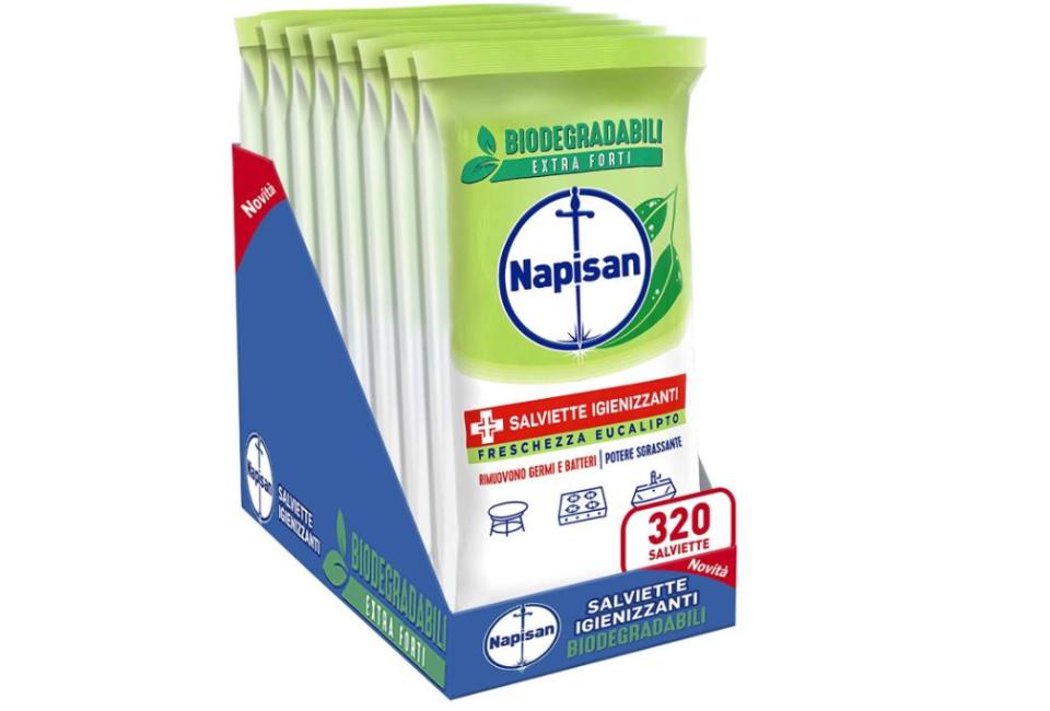 Napisan, 320 Salviette Igienizzanti, Multisuperfici e Biodegradabili, 8 Confezioni da 40 Pezzi