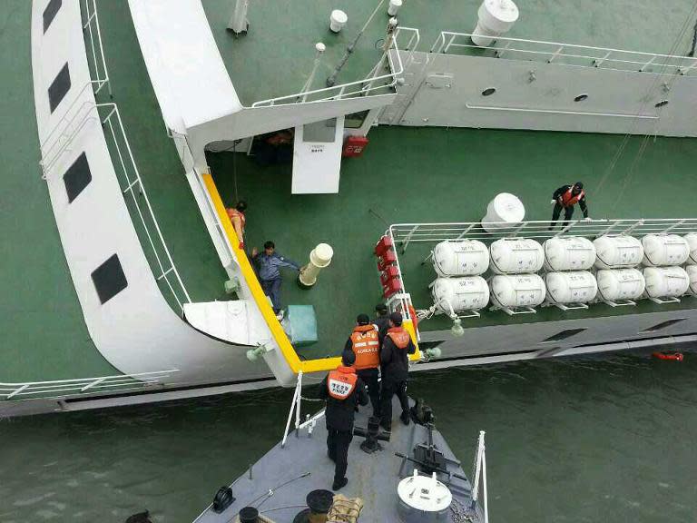 Overloaded South Korean Ferry Sunken 3 Years Ago Emerges In Grey Sea