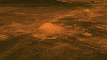 <div class="inline-image__caption"><p>The volcanic peak Idunn Mons in the Imdr Regio area of Venus.</p></div> <div class="inline-image__credit">NASA/JPL-Caltech/ESA</div>