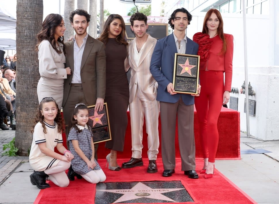 The Jonas Brothers are joined by their wives at Hollywood Walk of Fame Ceremony