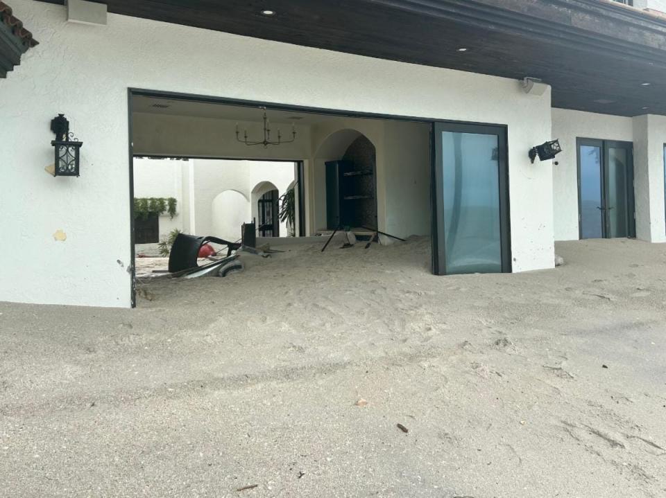 Sarasota County provided a photo of sand in a building in Casey Key on Saturday. The county advised people who do not have a home or business on the island to avoid the area as county crews and law enforcement conduct assessments.