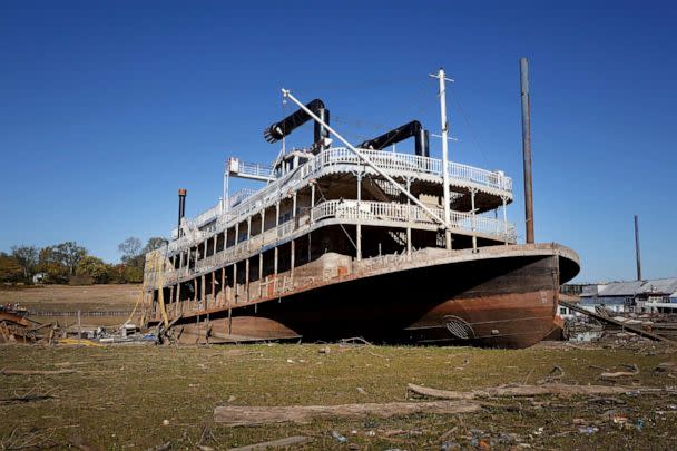 PHOTO: The Diamond Lady rests in mud along the Mississippi River, Oct. 19, 2022 in Memphis, Tennessee. (Scott Olson/Getty Images, FILE)