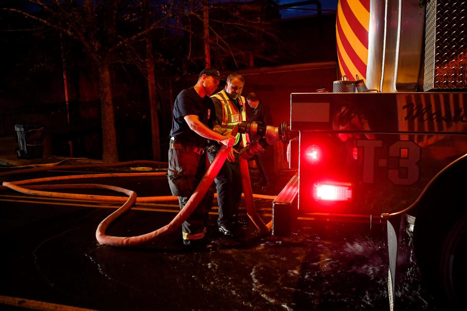 Fire departments throughout Buncombe County were called to the scene of a warehouse fire at the Metropolitan Sewage District in Woodfin November 10, 2020.