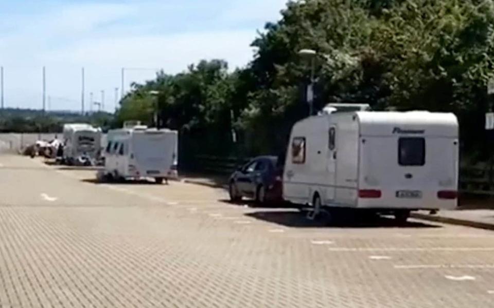 A group of travellers set up camp at the home of a Premiership rugby club and demanded £1,500 when asked to leave - Devon Live / SWNS