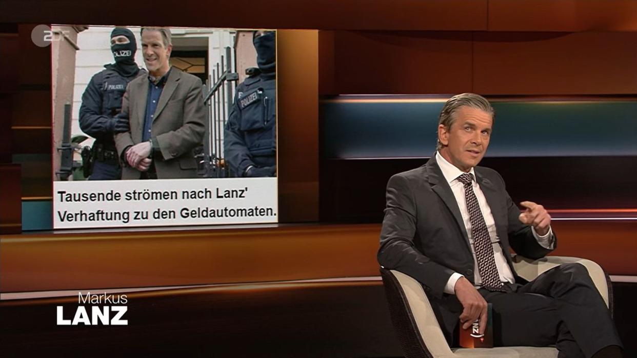Markus Lanz ist millionenfach mit einer Anzeige konfrontiert, die ein gefälschtes Foto seiner vermeintlichen "Verhaftung" verbreitet. (Bild: ZDF)