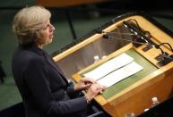 British Prime Minister Theresa May addresses the 71st United Nations General Assembly in Manhattan, New York, U.S. September 20, 2016. REUTERS/Carlo Allegri