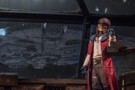 The notorious Weequay pirate Hondo Ohnaka gives guests their mission prior to boarding Millennium Falcon: Smugglers Run. (Photo: Richard Harbaugh/Disney Parks)