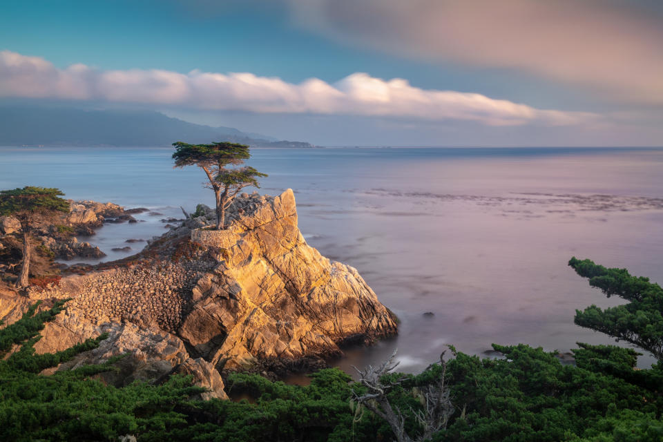 Waterfront view of Carmel-by-the-Sea, California at sunset