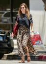 Jessica Biel steps out in a black crop top and trendy leopard-print skirt in L.A. on Monday.