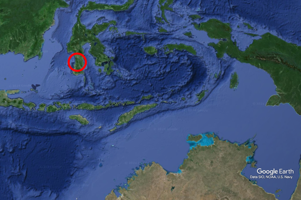 A map showing the location of Sulawesi's Maros-Pangkep. 