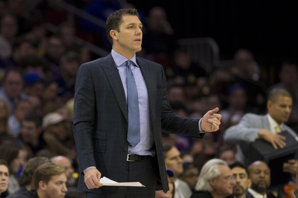 Luke Walton has been having a rough time as the Los Angeles Lakers’ head coach lately. (Photo by Mitchell Leff/Getty Images)