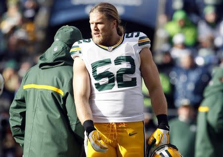 January 18, 2015; Seattle, WA, USA; Green Bay Packers outside linebacker Clay Matthews (52) before playing against the Seattle Seahawks in the NFC Championship game at CenturyLink Field. Mandatory Credit: Joe Nicholson-USA TODAY Sports