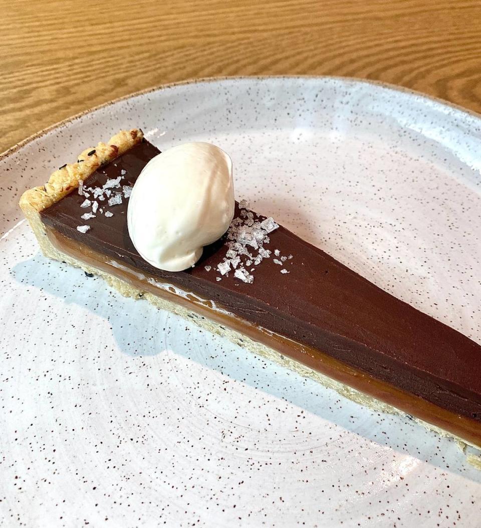 Restaurant Constance’s Miso Chocolate Tart.