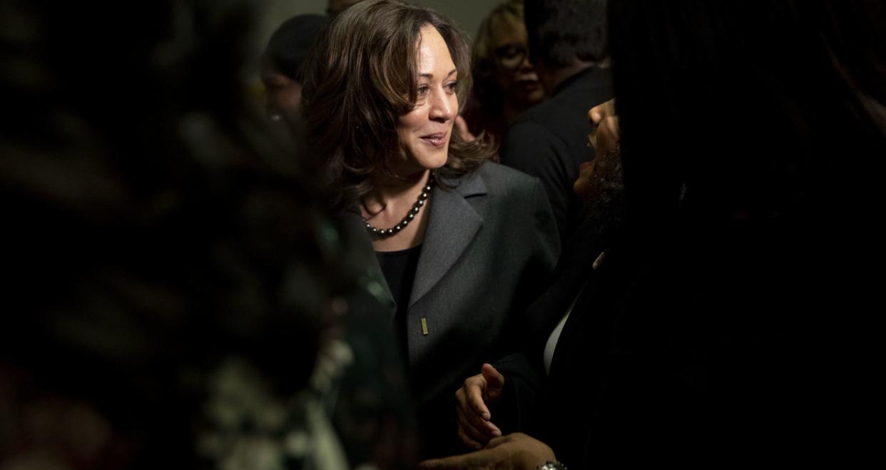 Sen. Kamala Harris campaigns in the early presidential caucus state of Iowa. (Photo: Bloomberg via Getty Images)